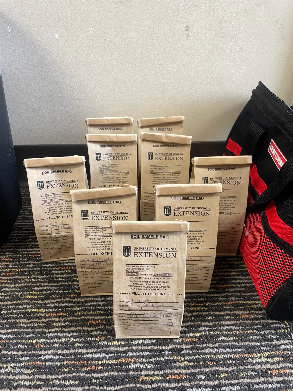 Atlanta soil samples analyzed in the JT Lab archive